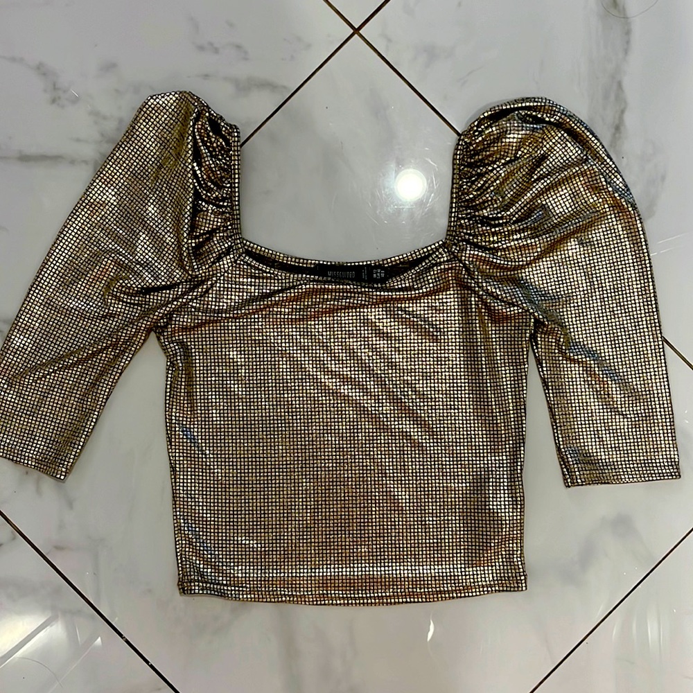 Missguided size 8 crop top puff sleeve new year’s.